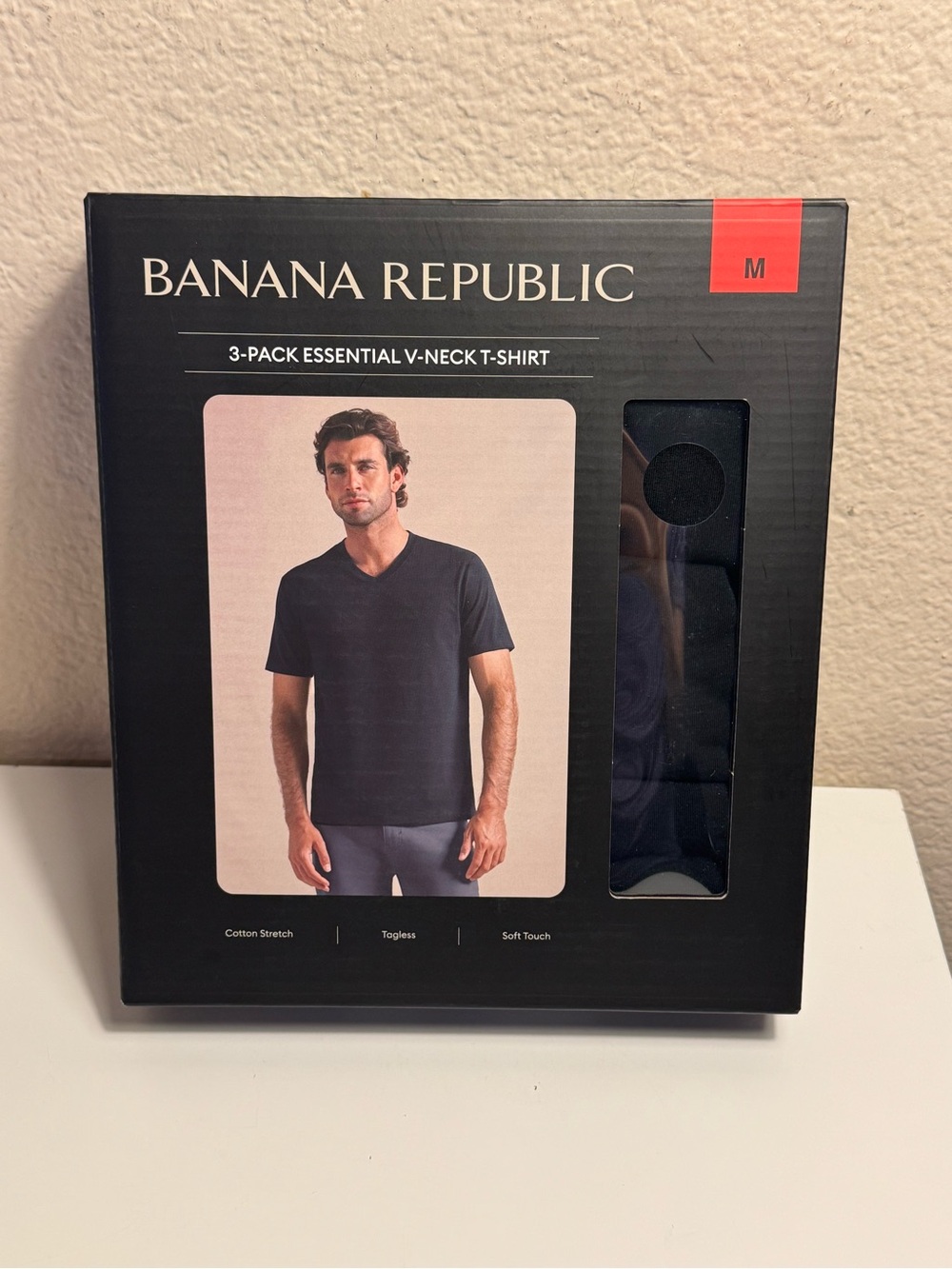 Banana Republic Men’s 3-Pack Essential V-Neck T-Shirts Black Size M New